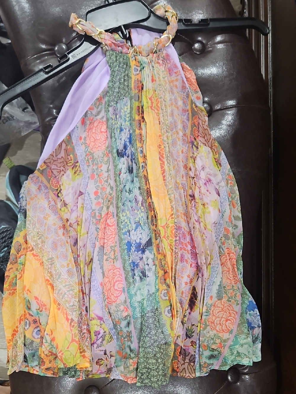 Alice + Olivia Multicolor Floral Circle Shirt in Purple, Orange, Green